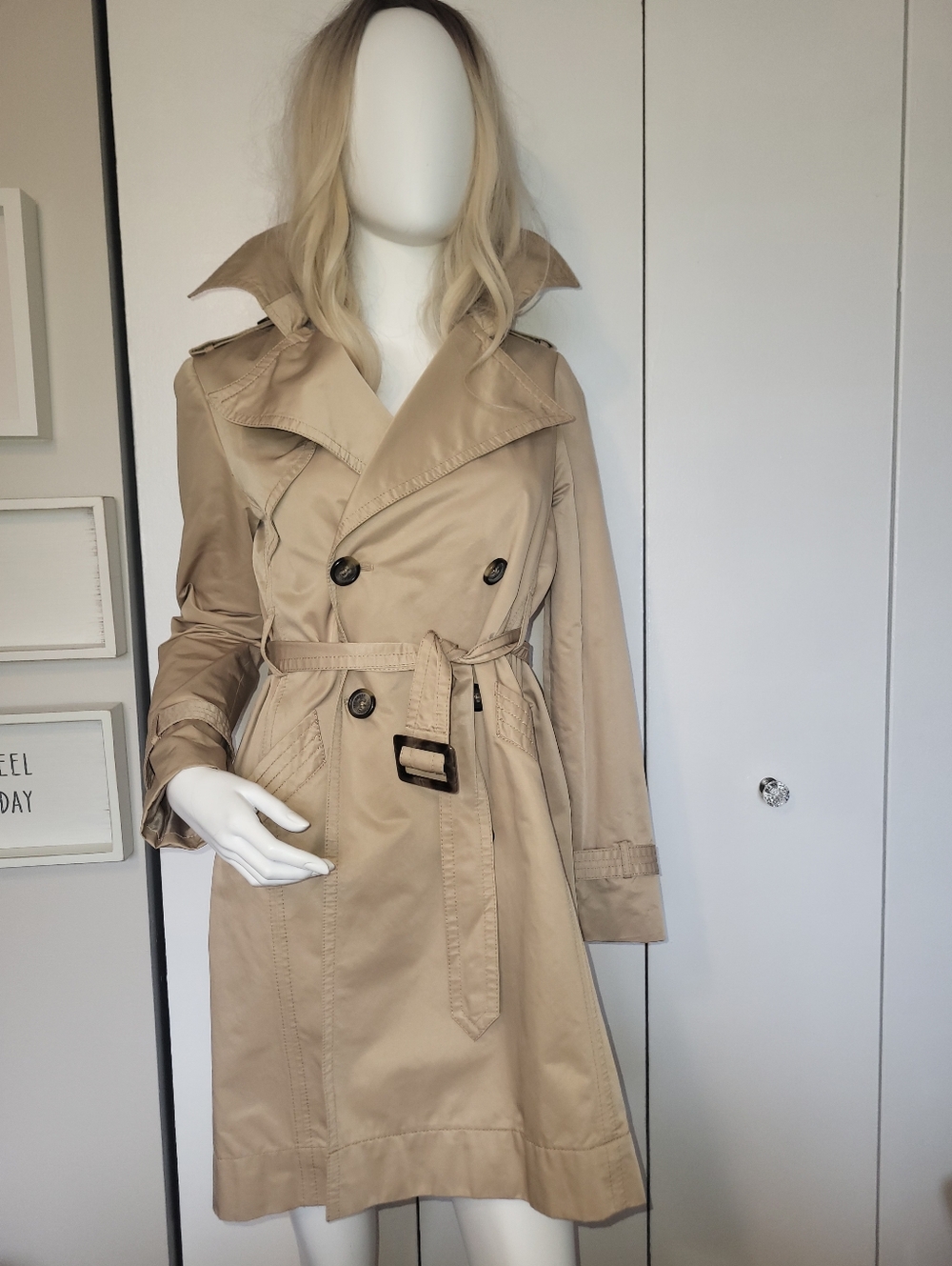 Ted Baker Classic Tan Double Breasted Classic Effortless Belted Trench Coat